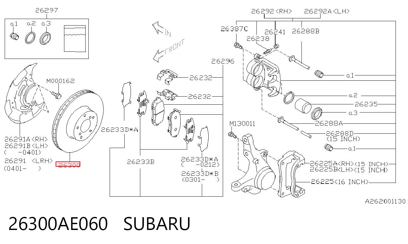 Disco de freno delantero 26300AE060 SUBARU
