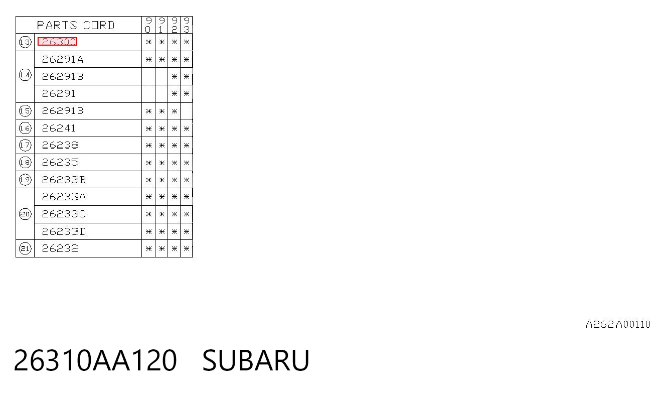 26310AA120 Subaru Discos