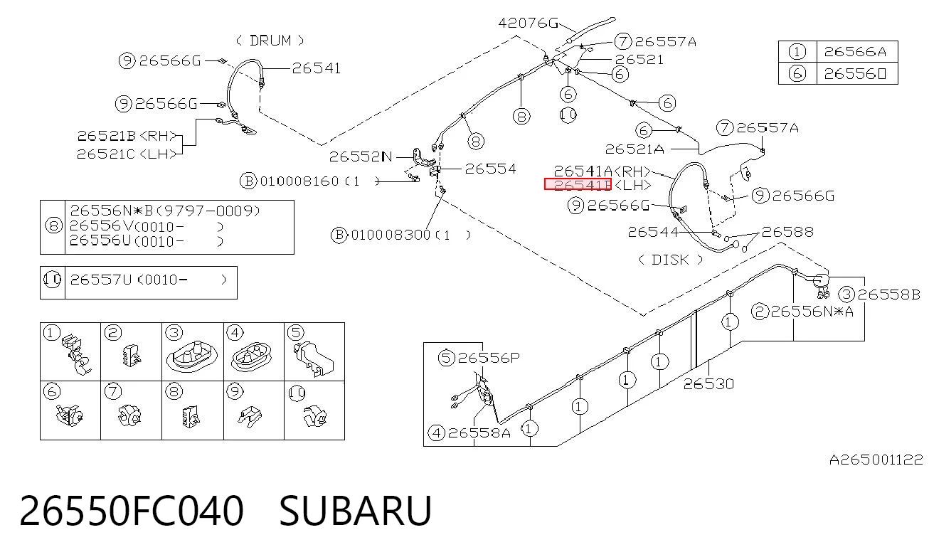 26550FC040 Subaru Manguera de freno trasero izquierdo