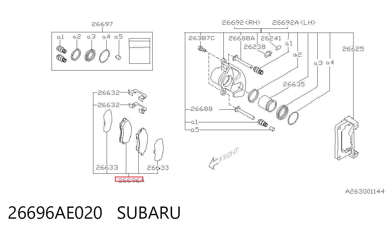 26696AE020 Subaru Pastillas freno traseras
