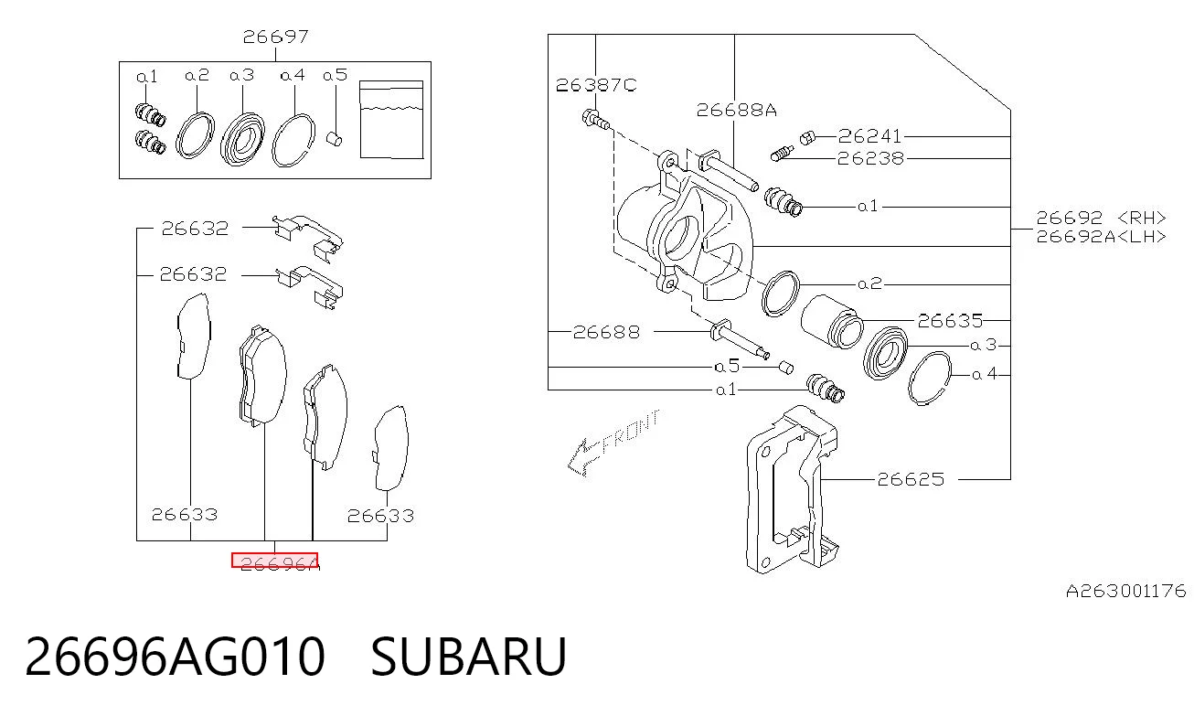 26696AG010 Subaru Pastillas freno traseras