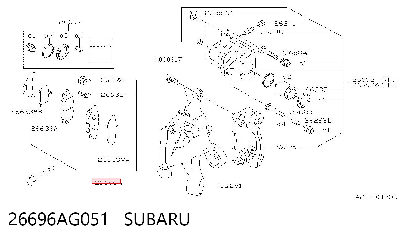 26696AG051 Subaru Pastillas delanteras
