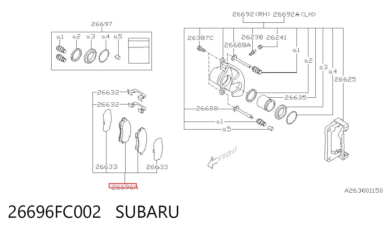 26696FC002 Subaru Pastillas freno traseras