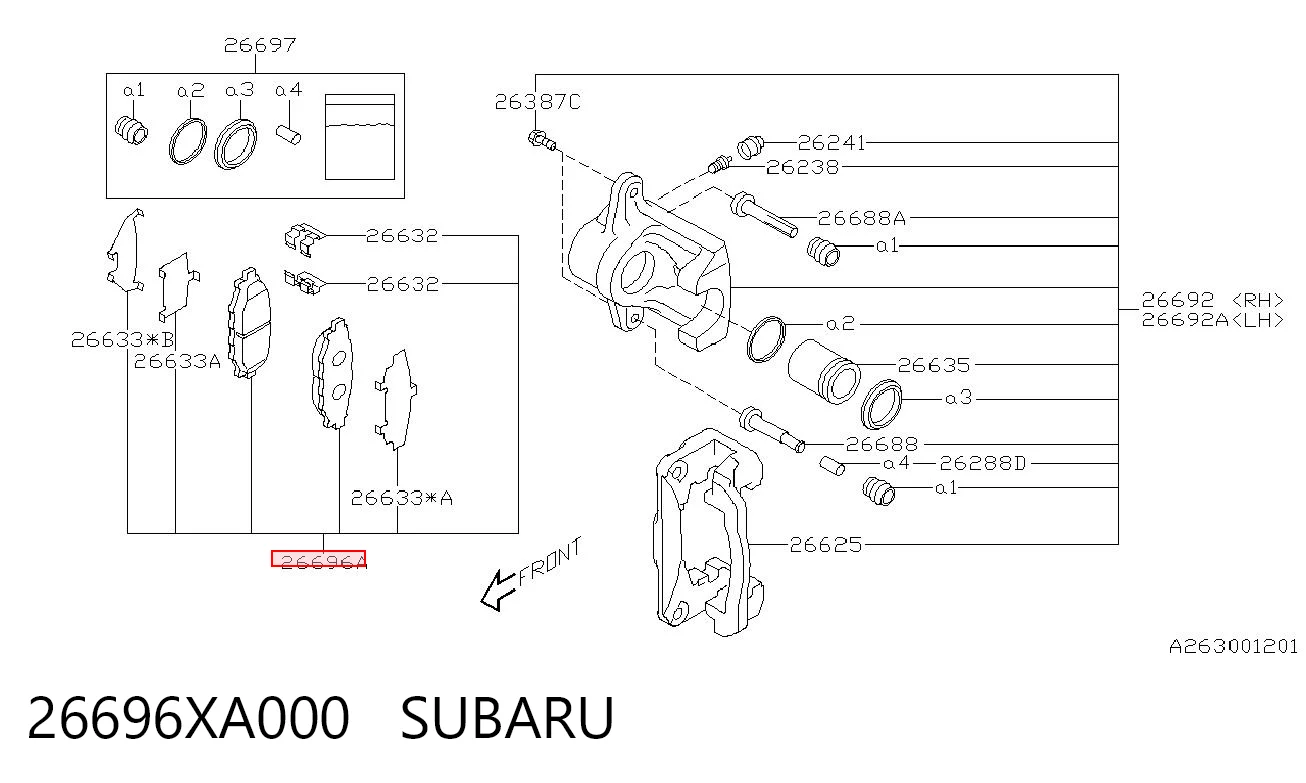 26696XA000 Subaru Pastillas freno traseras