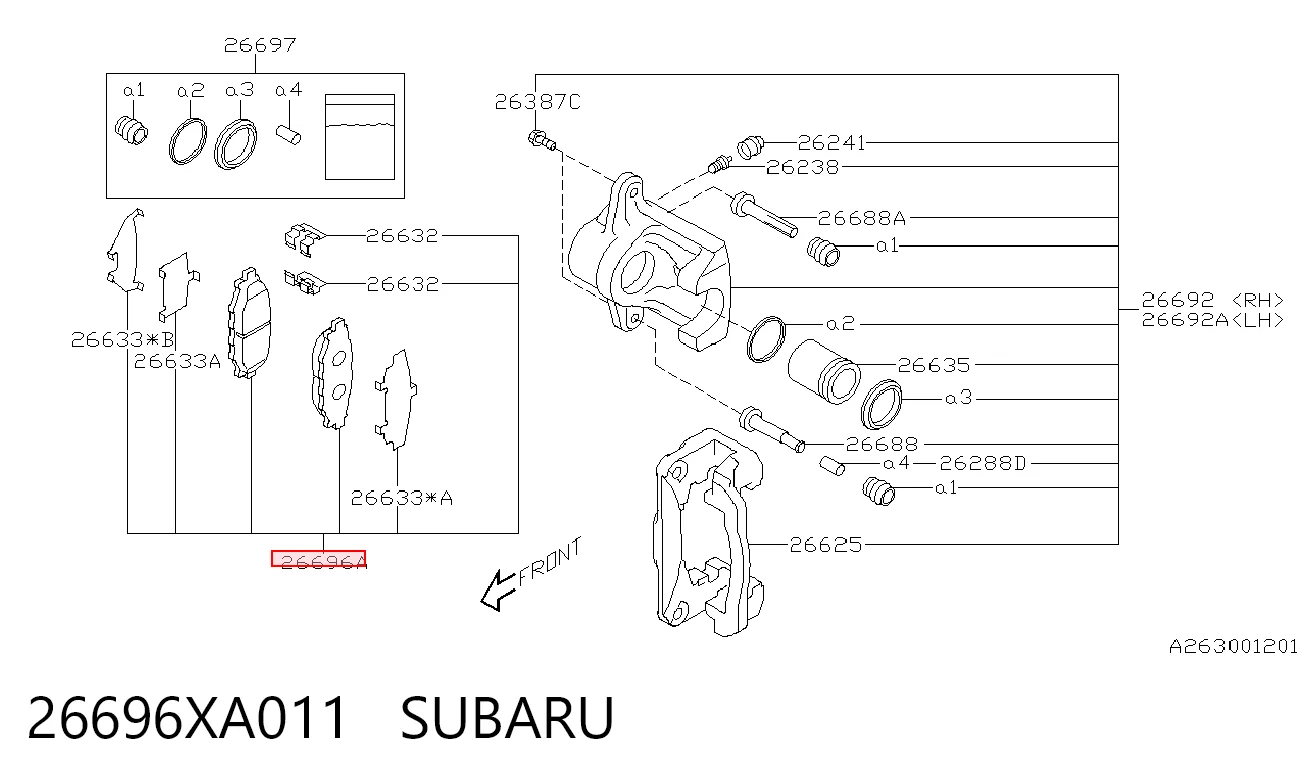 26696XA011 Subaru Pastillas freno traseras