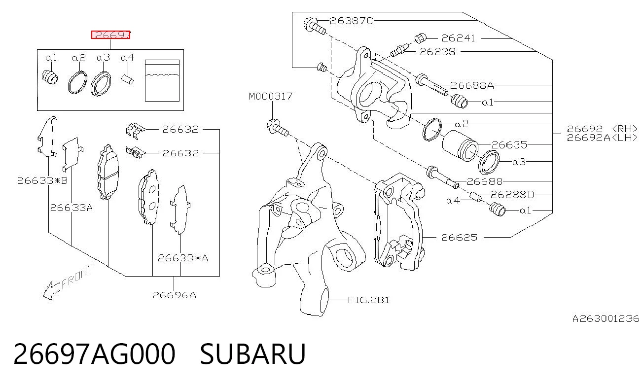 26697AG000 Subaru Kit de reparación de frenos trasero