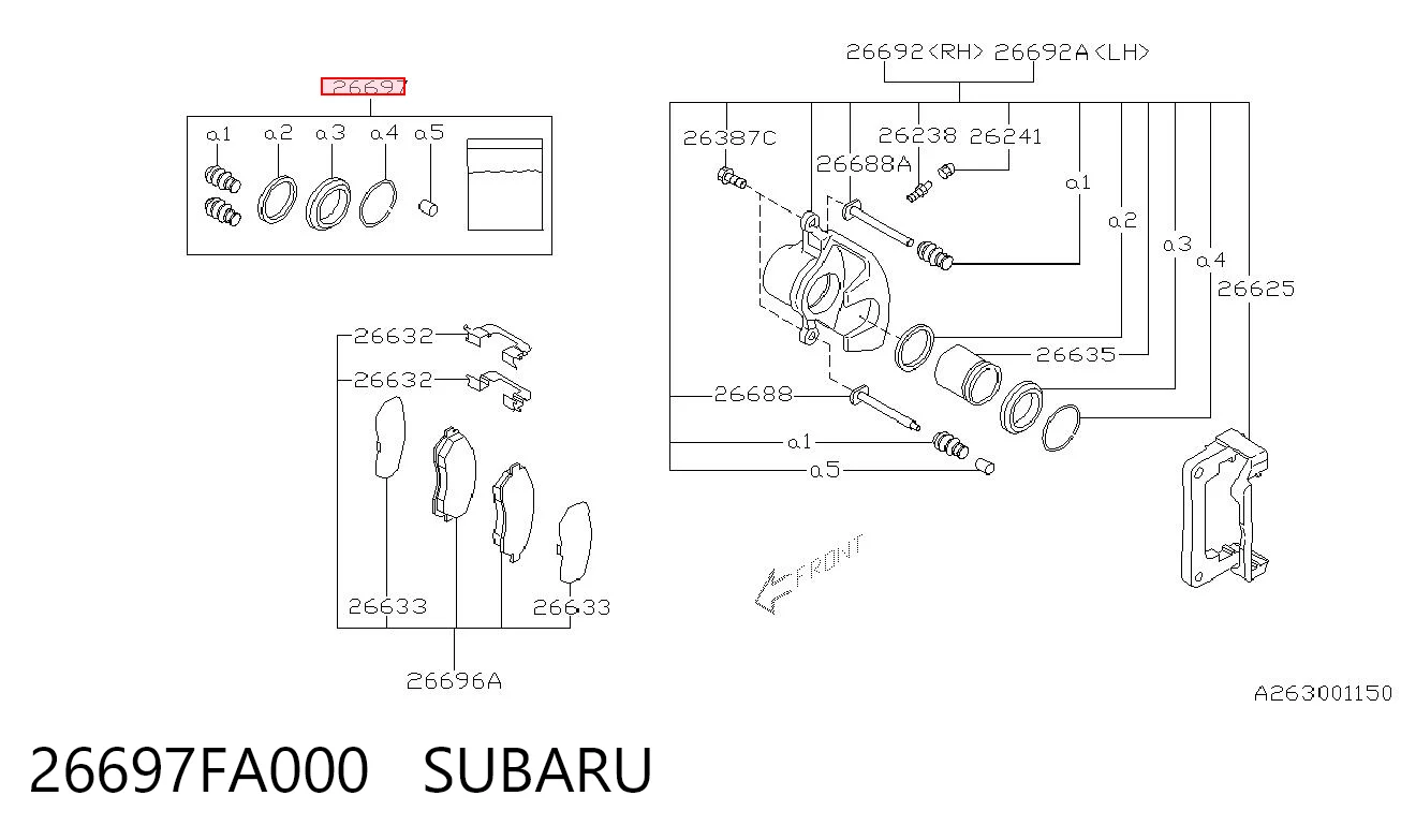 26697FA000 Subaru Kit de reparación de pinzas