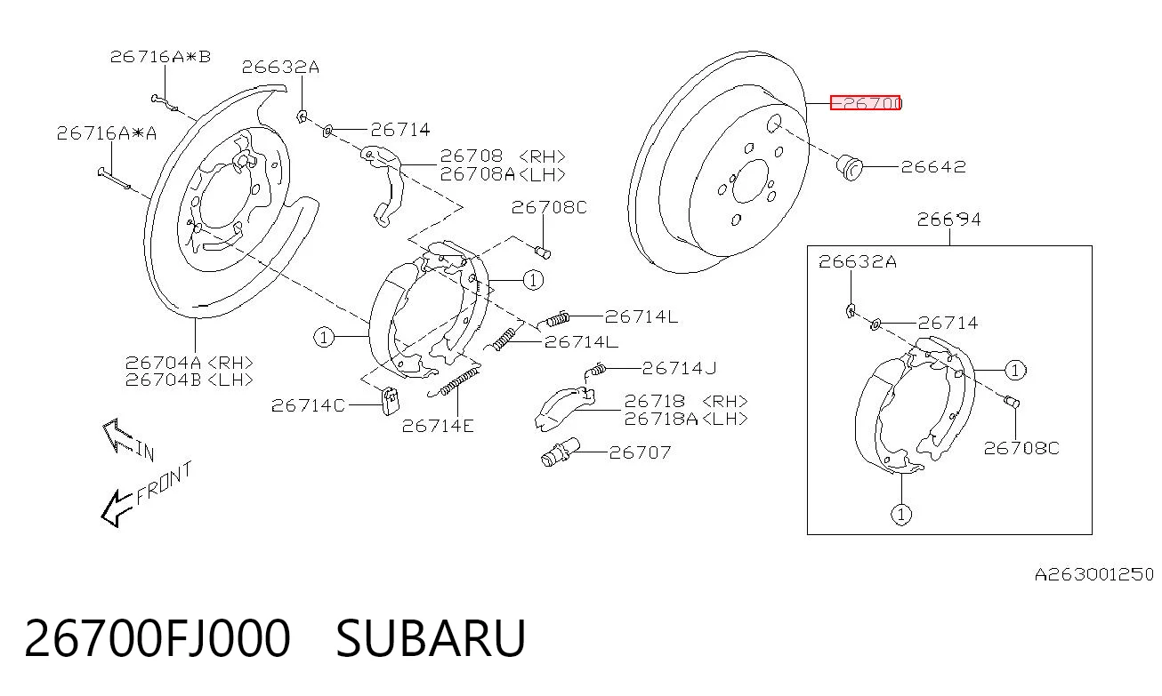 26700FJ000 Subaru Freno de disco trasero