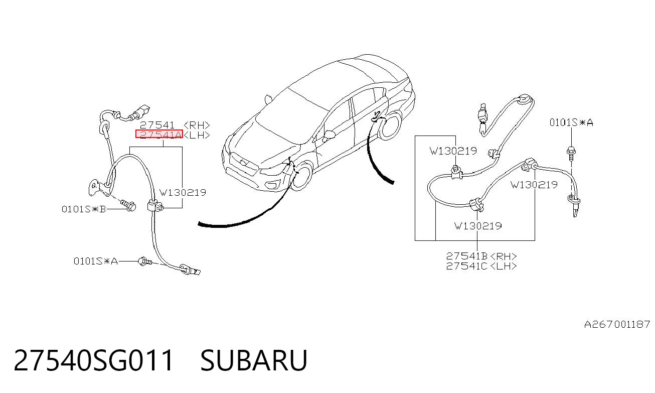 27540SG011 Subaru Sensor de freno, delantero izquierdo
