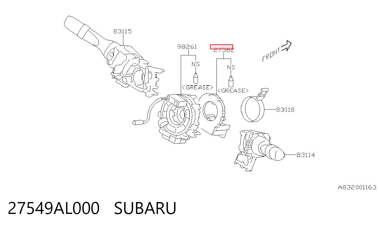 27549AL000 Subaru Sensor de ángulo de giro del volante