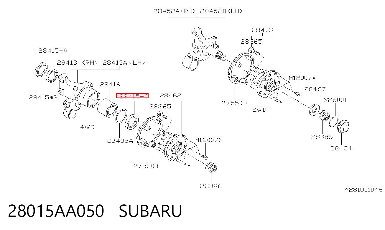 28015AA050 Subaru Sello de aceite exterior del cubo trasero