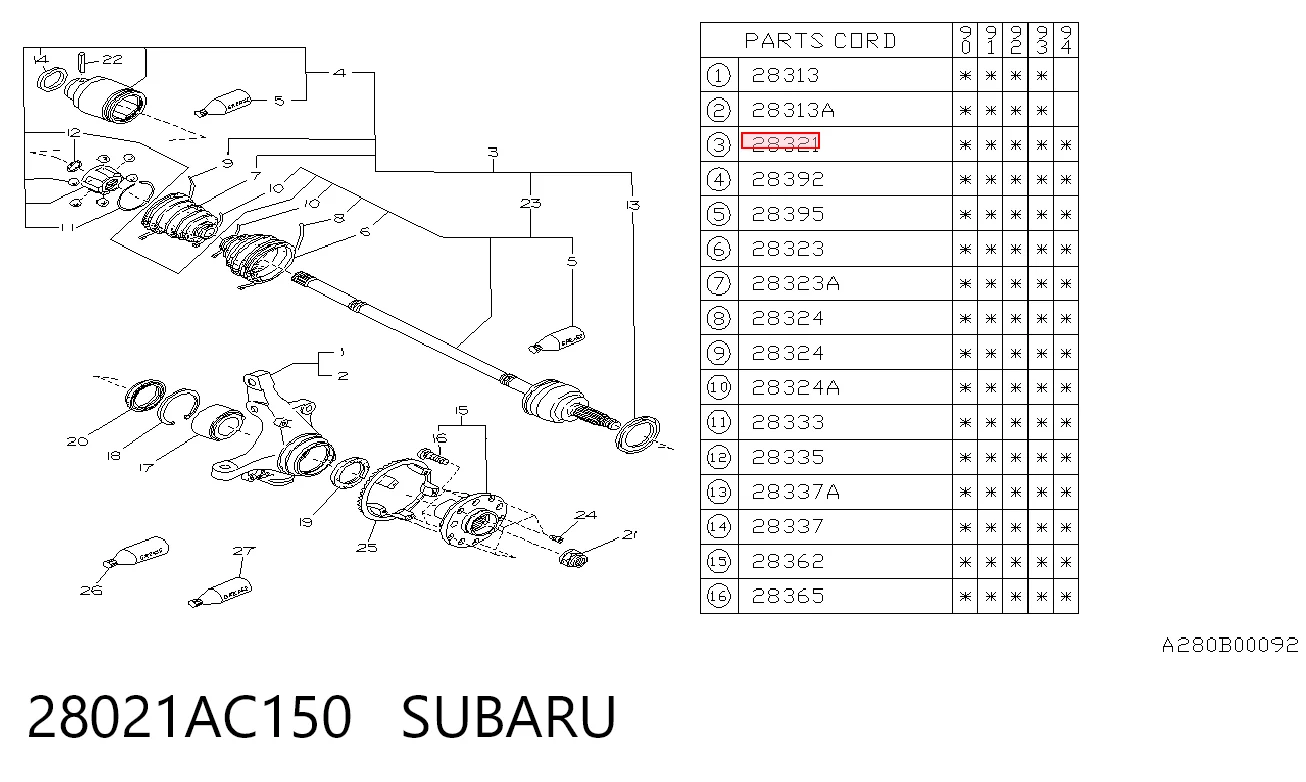 28021AC150 Subaru