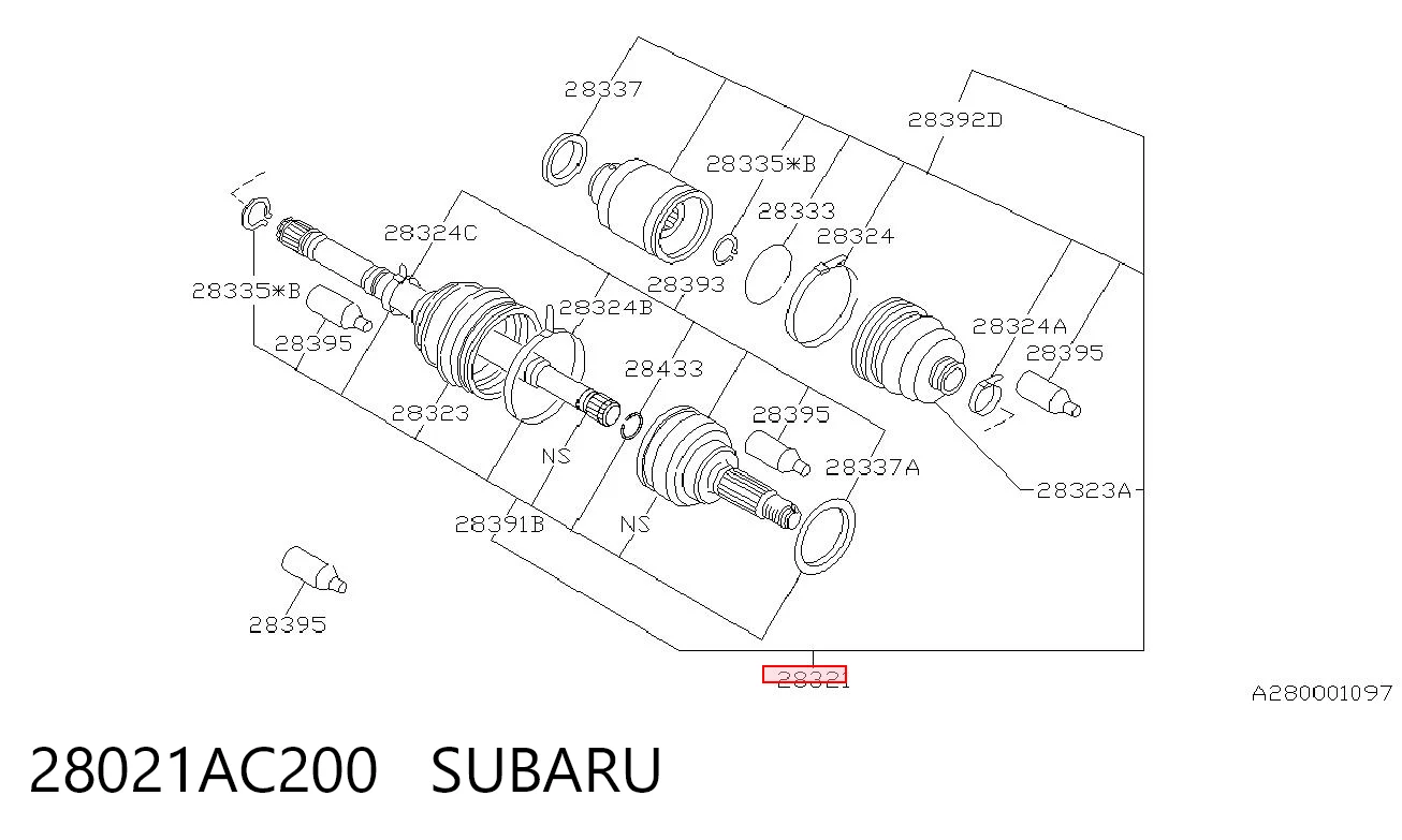 28021AC200 Subaru Semieje delantero