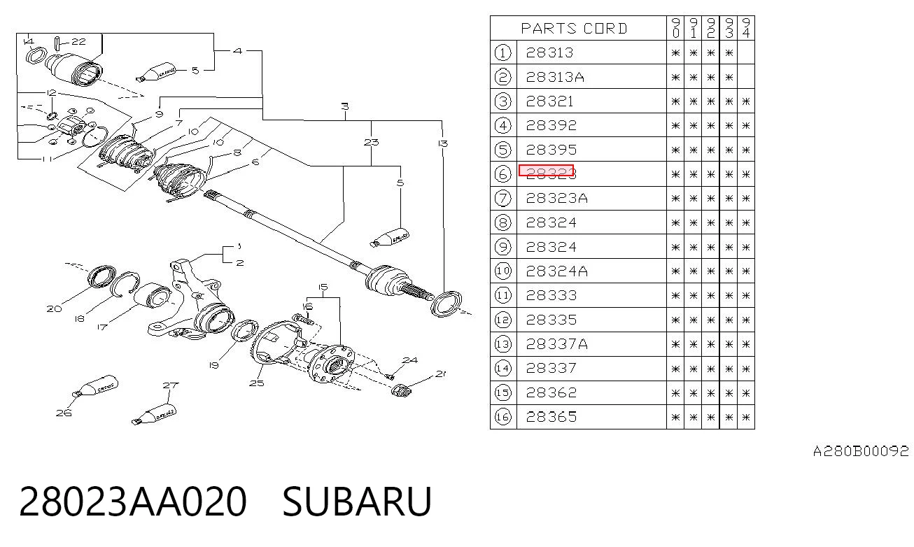 28023AA020 Subaru