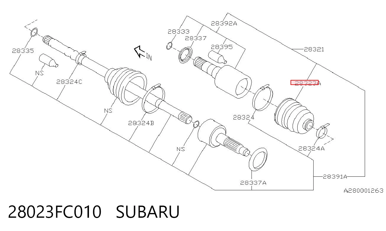 Fuelle, semieje delantero interior Subaru Forester II