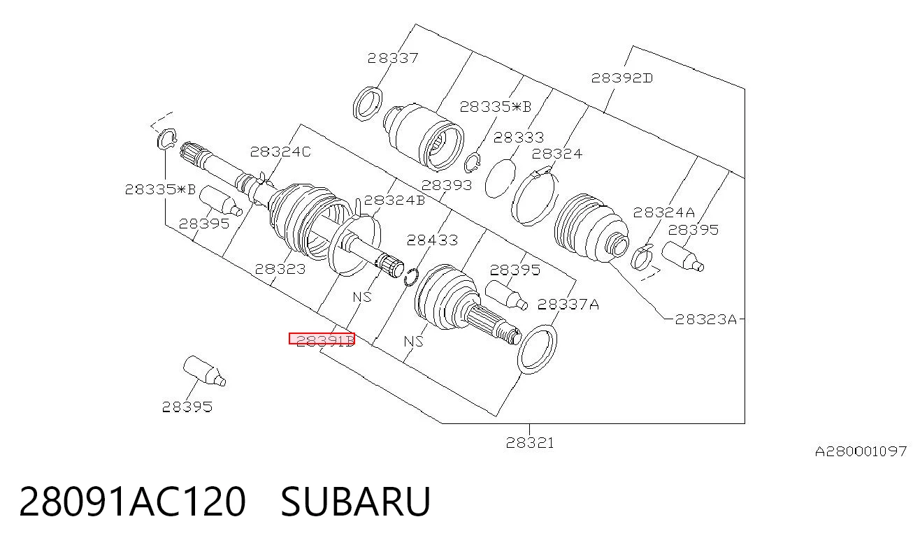 28091AC120 Subaru Junta homocinética