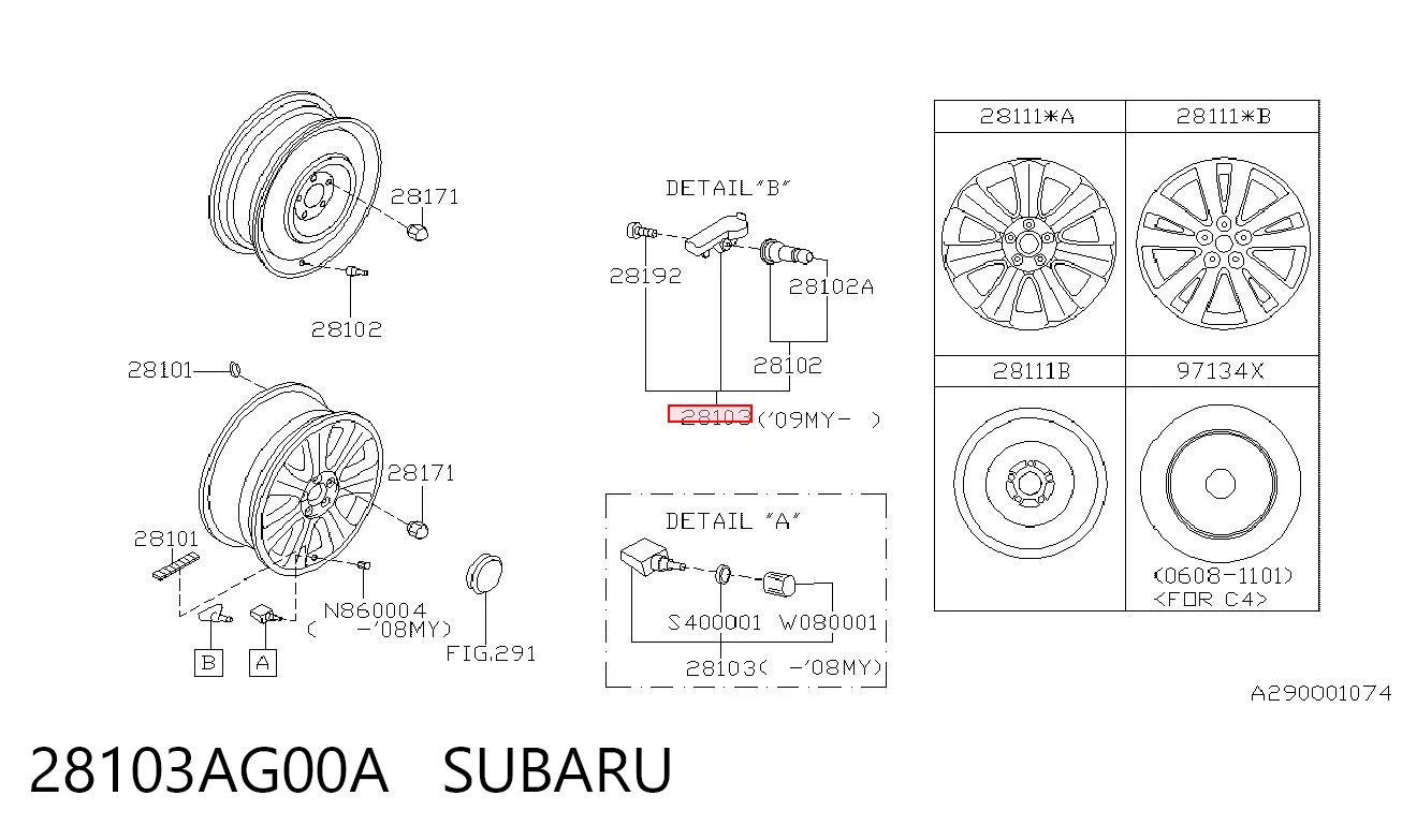 28103AG00A Subaru Sensor de presión de neumáticos (TPMS)