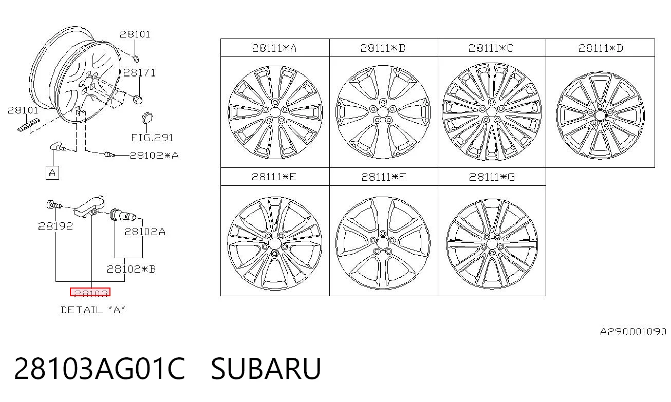 28103AG01C Subaru Sensor de presión de neumáticos (TPMS)