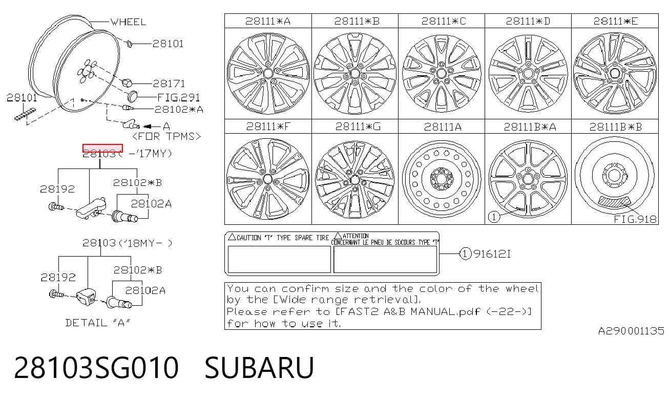 28103SG010 Subaru Sensor de presión de neumáticos (TPMS)