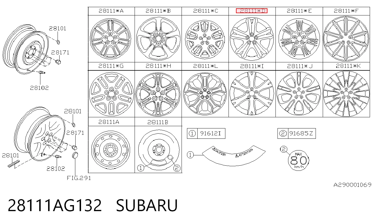 Comprar Llantas de aleación Subaru Outback B13, BP a bajo precio