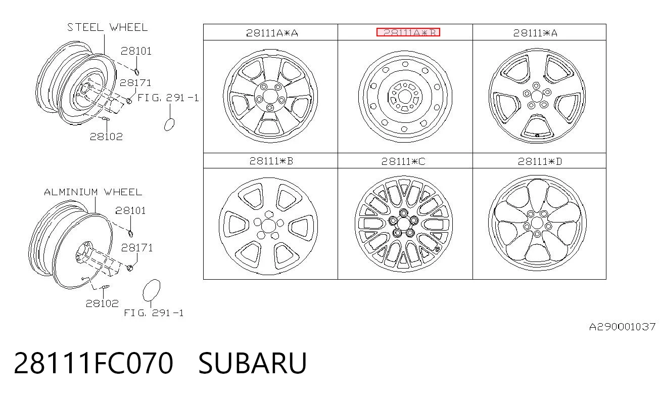 28111FC070 Subaru Llantas (Estampado)