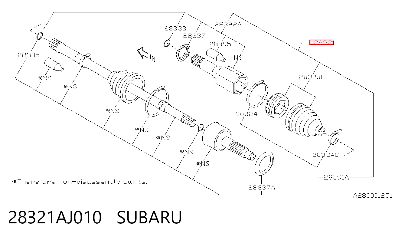 28321AJ010 Subaru Semieje delantero