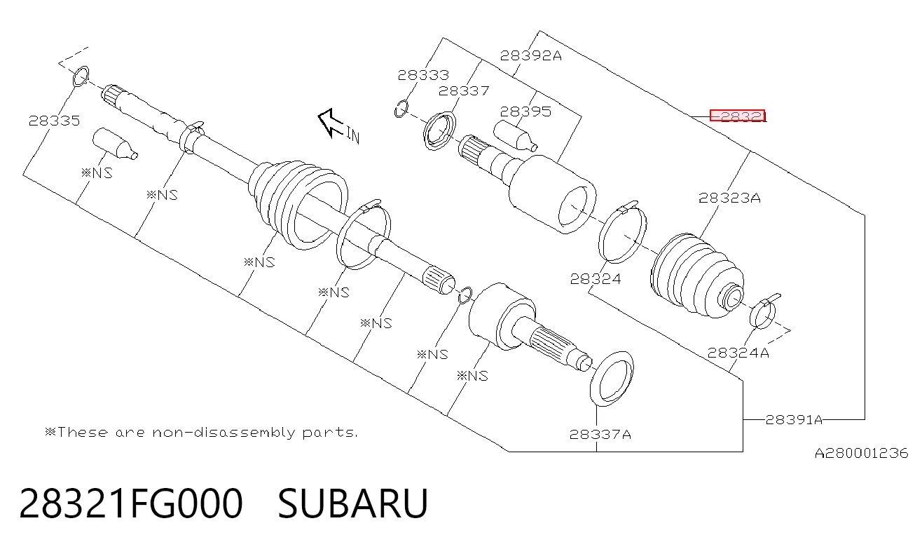 28321FG000 Subaru Semieje delantero