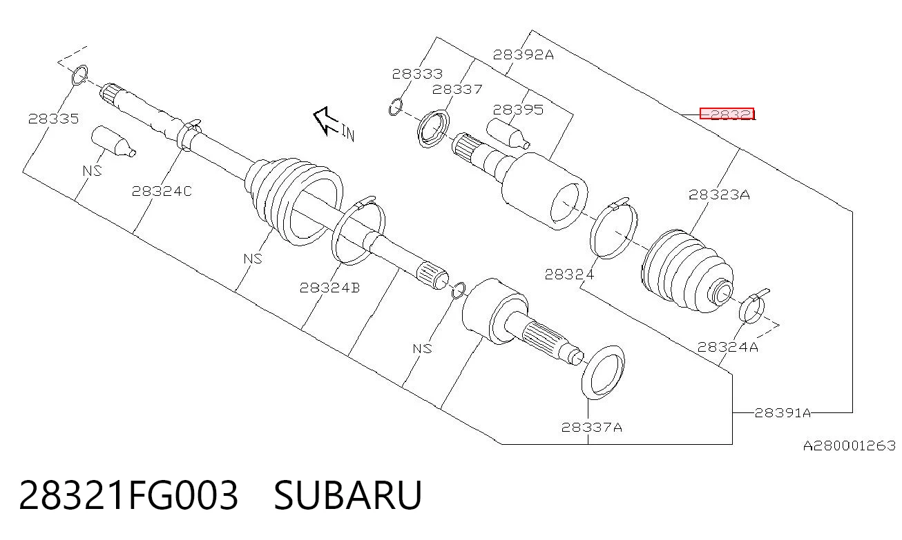 28321FG003 Subaru Semieje delantero