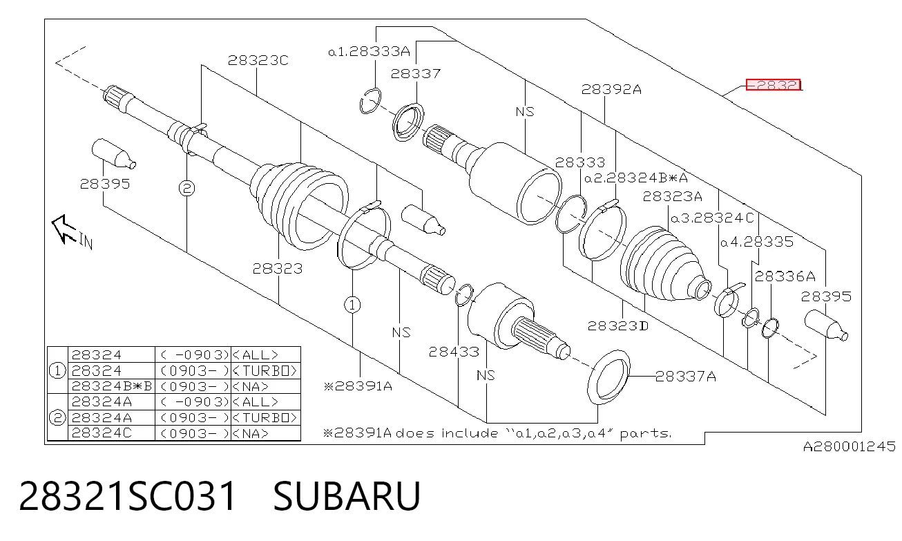 28321SC031 Subaru Semieje delantero