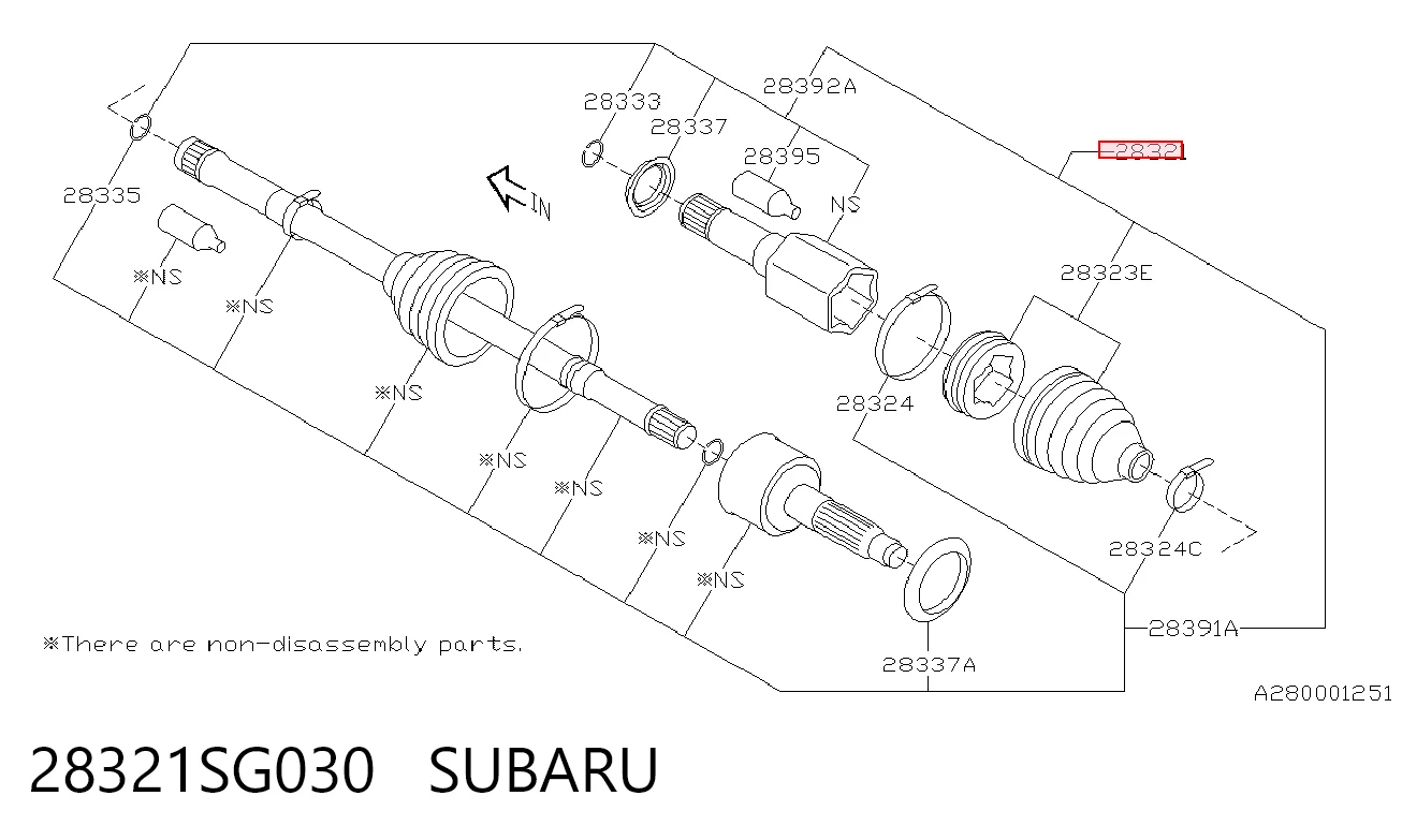 28321SG030 Subaru Semieje delantero