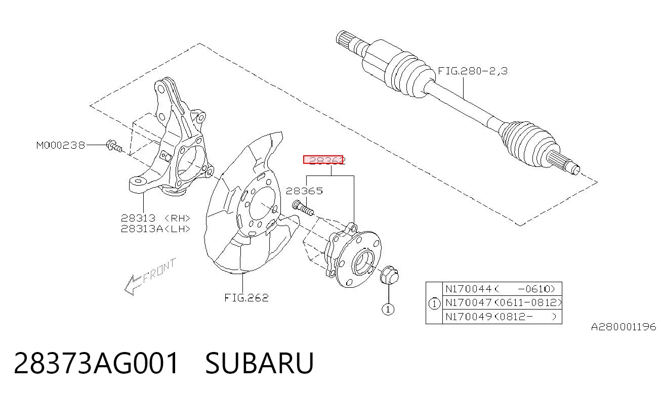 28373AG001 Subaru Cubo delantero