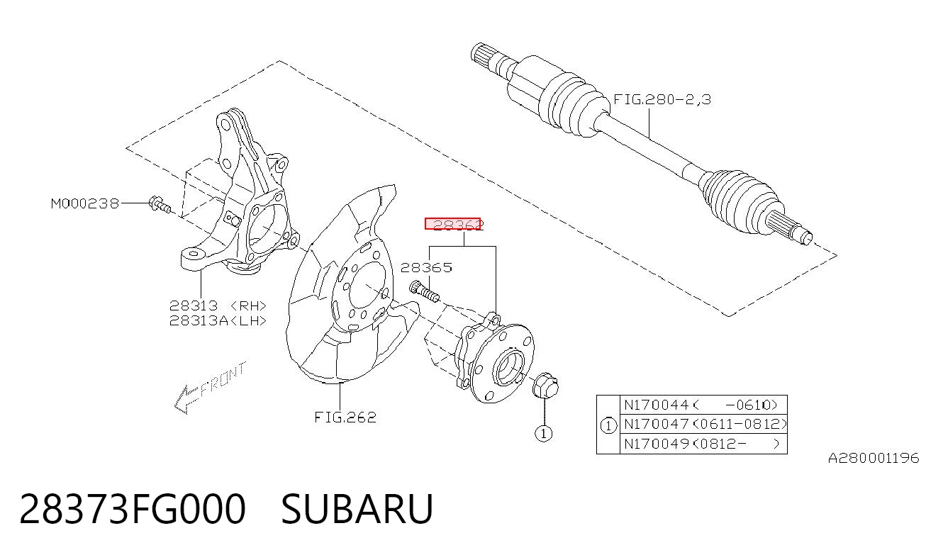 28373FG000 Subaru Cubo delantero