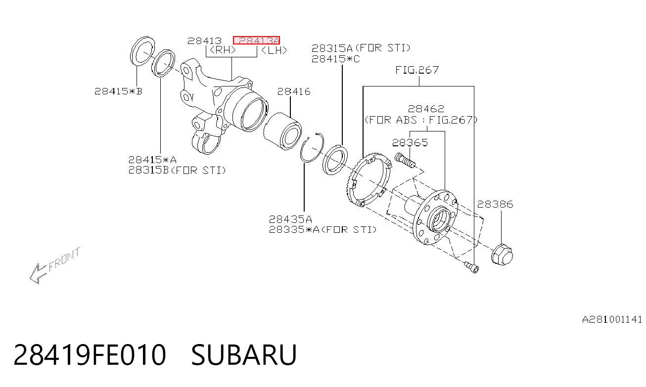 Mangueta trasera izquierda 28419FE010 SUBARU