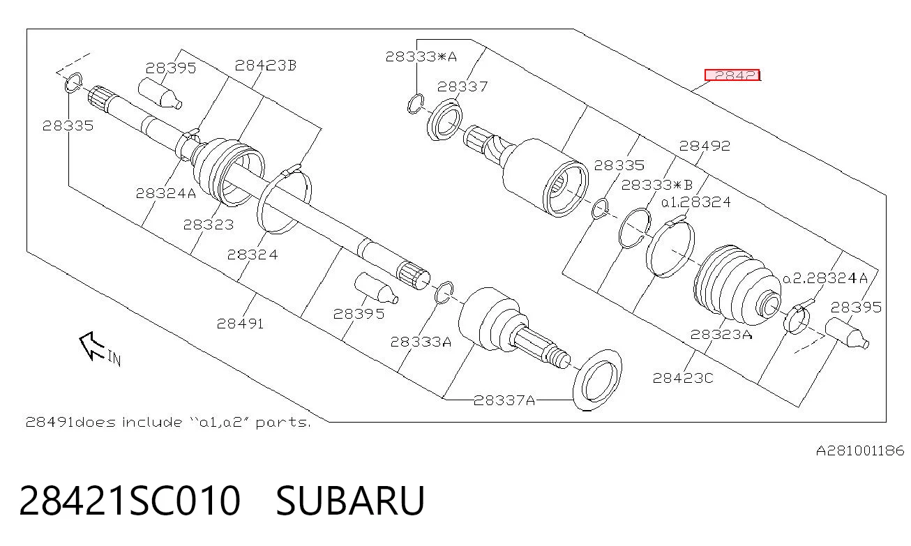28421SC010 Subaru Semieje trasero
