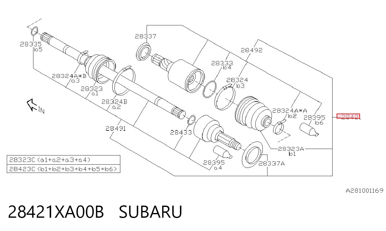 28421XA00B Subaru Semieje trasero