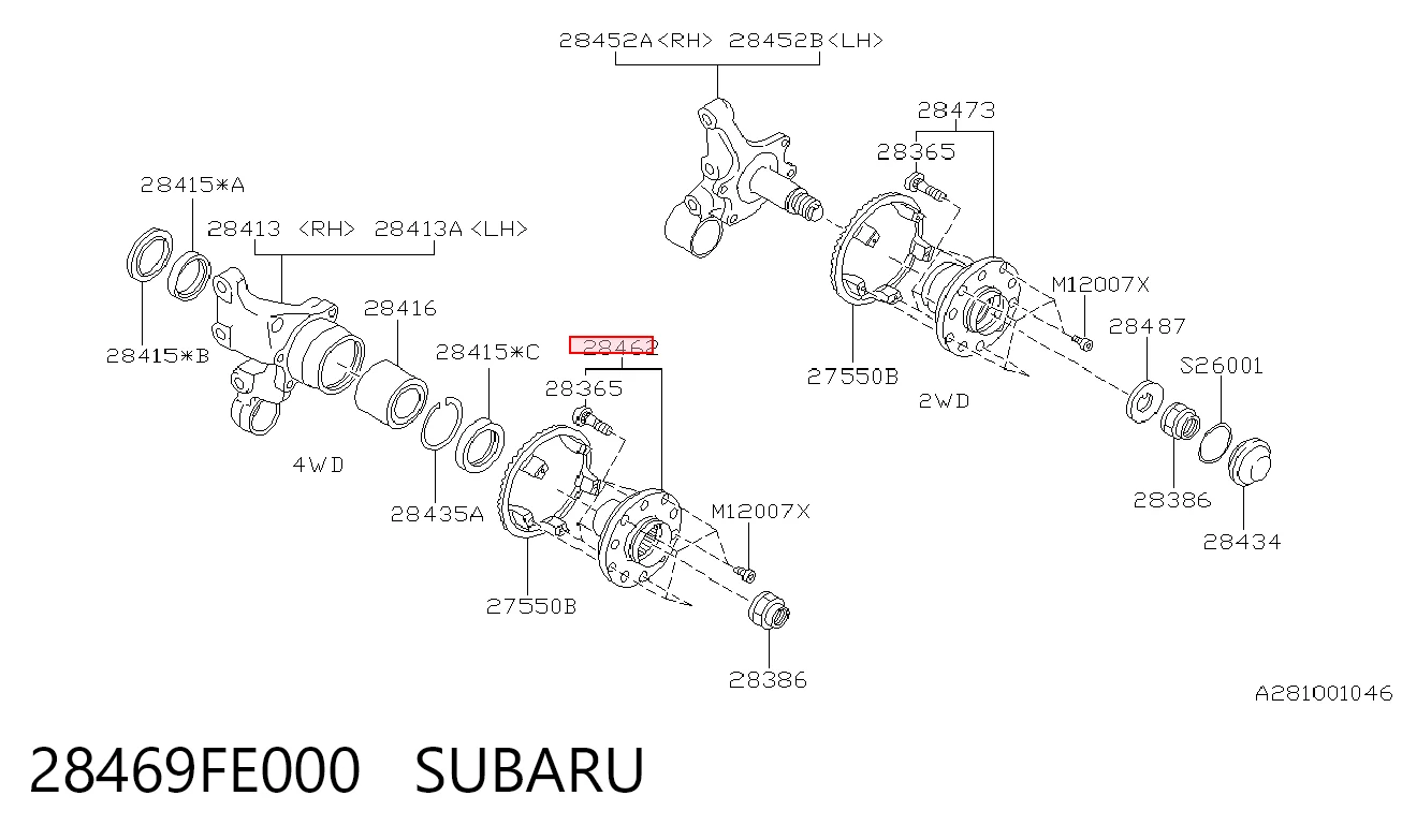 28469FE000 Subaru Buje de rueda trasero