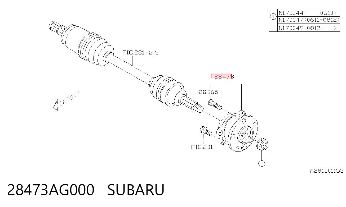 28473AG000 Subaru Buje de rueda trasero