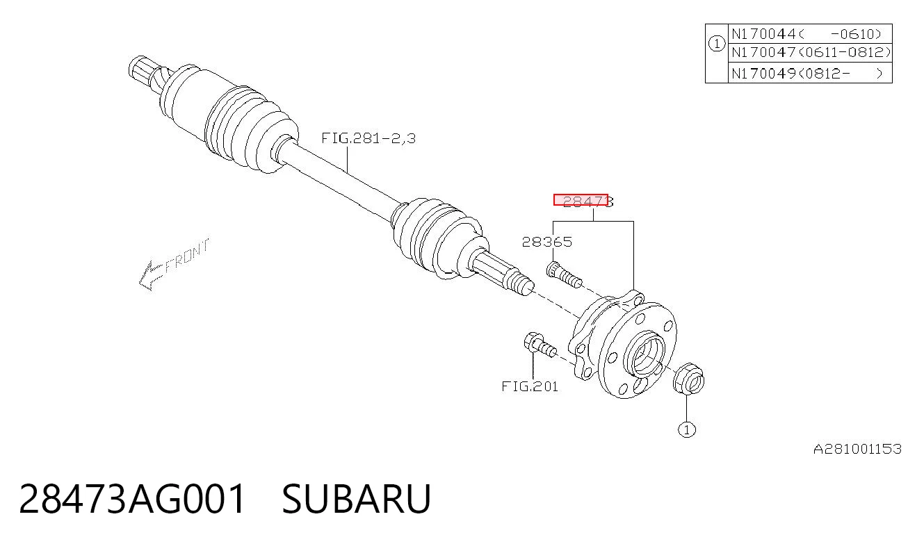 28473AG001 Subaru Buje de rueda trasero