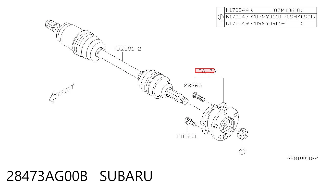 28473AG00B Subaru Buje de rueda trasero