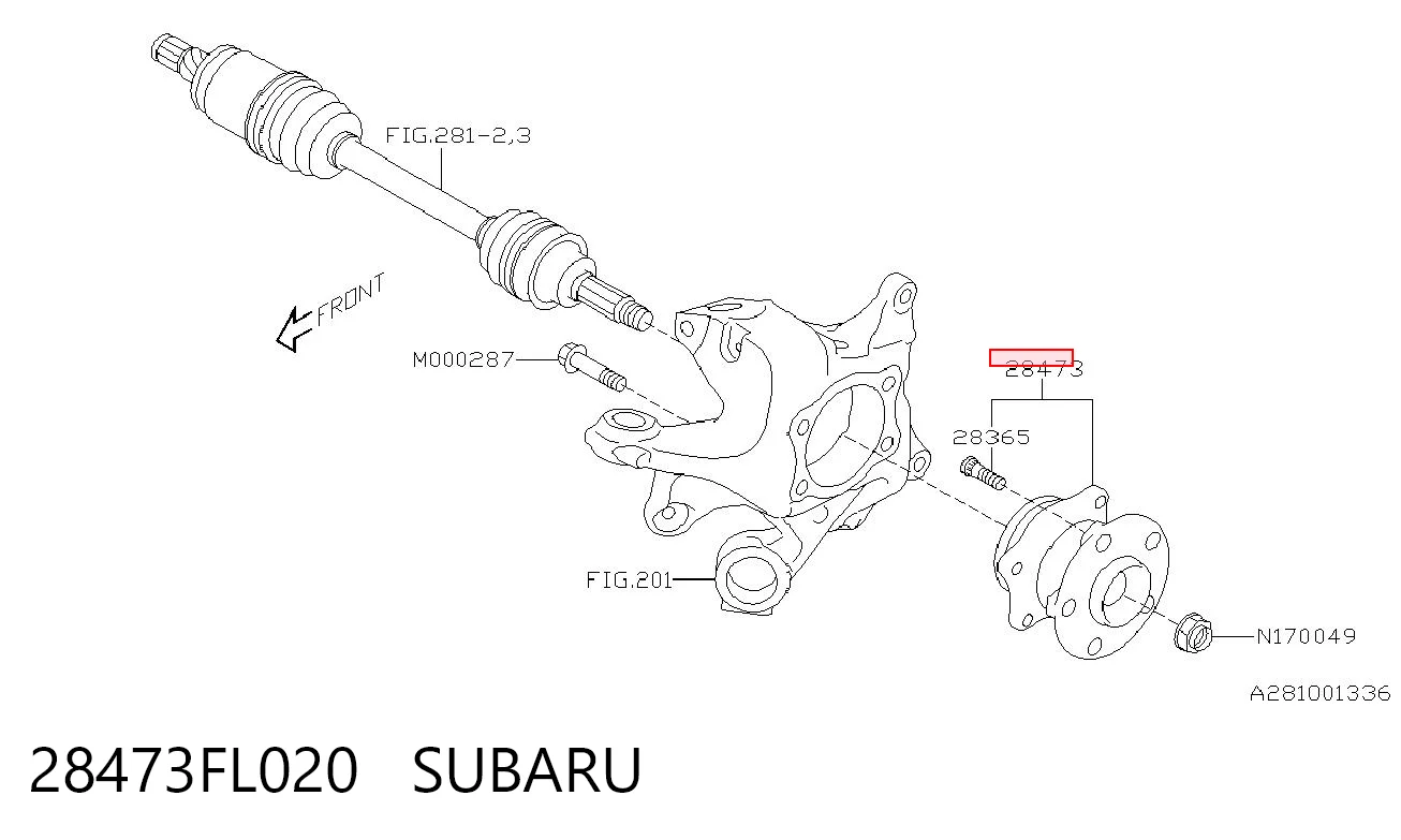 28473FL020 Subaru Buje de rueda trasero