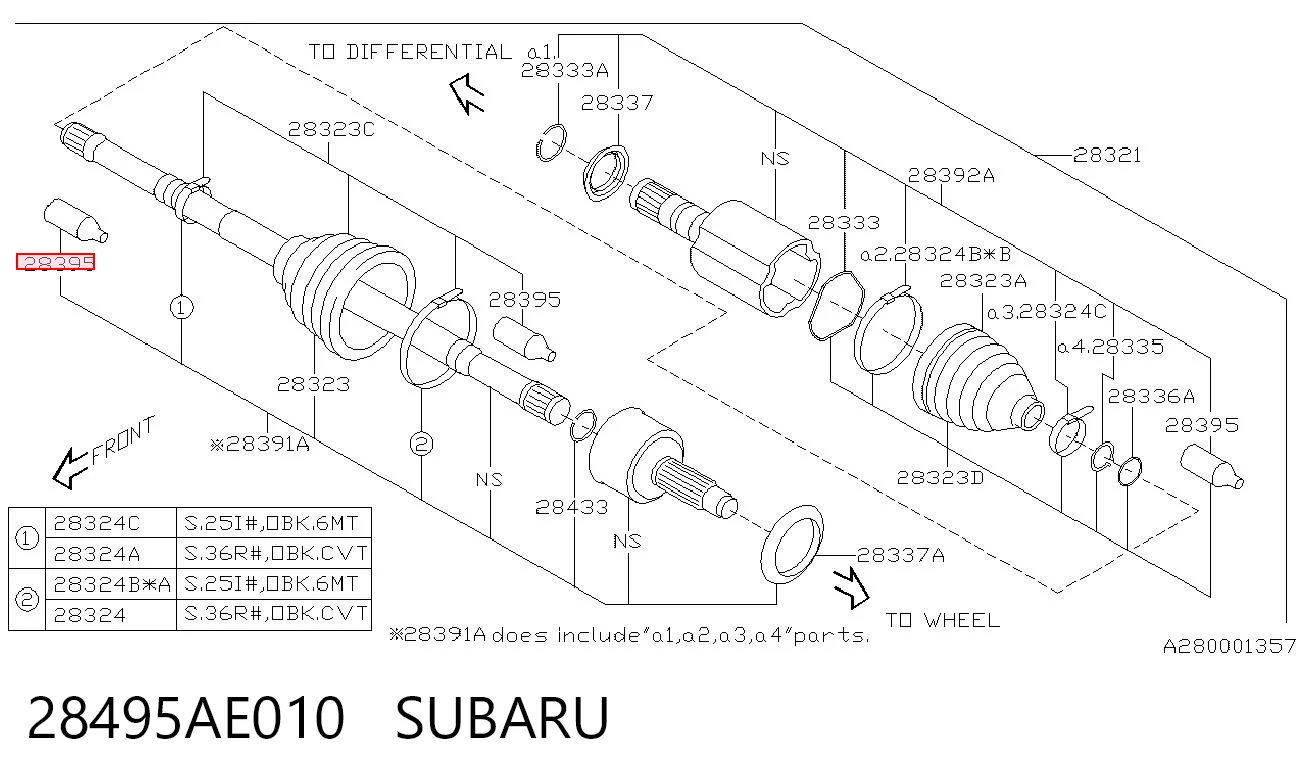 28495AE010 Subaru Grasa para rodamientos y juntas homocinéticas