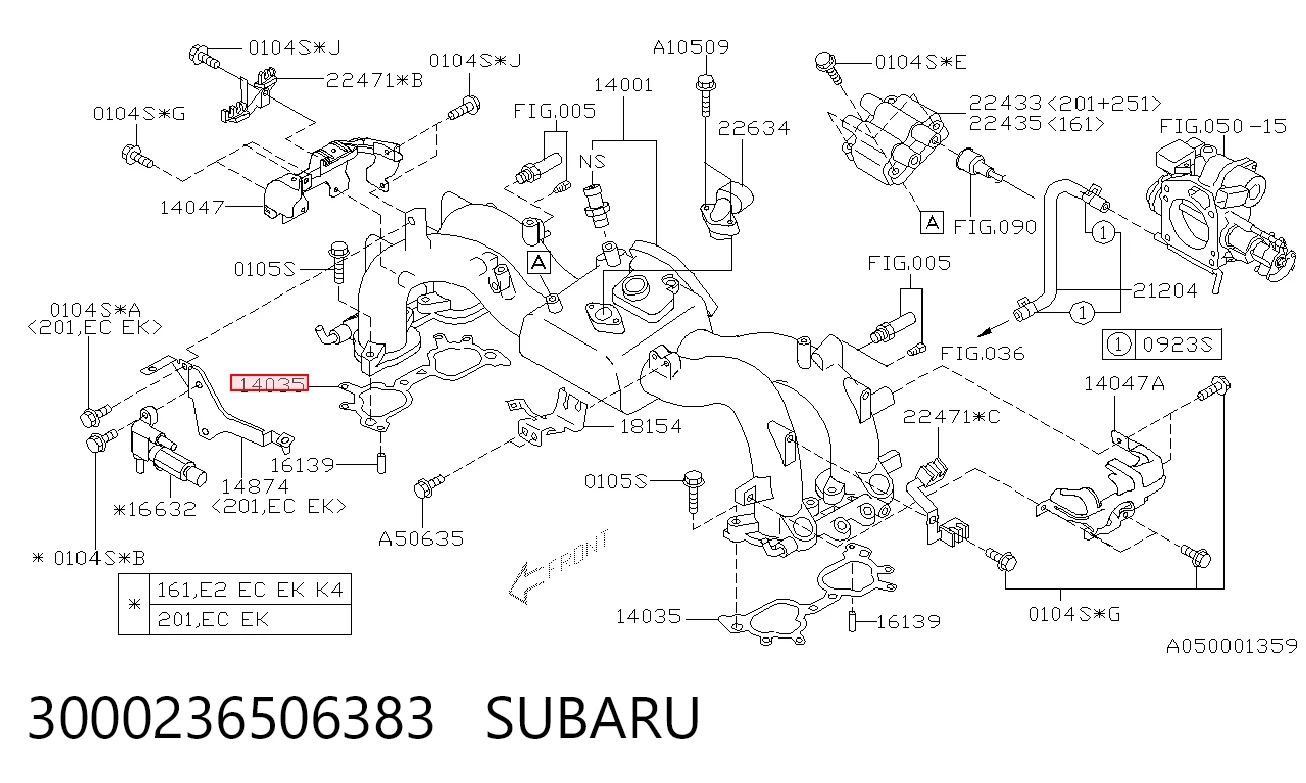 Juego de juntas, colector de admisión Subaru Impreza II (1999-2009)