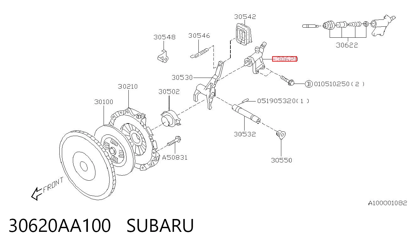 30620AA100 Subaru Cilindro receptor de embrague
