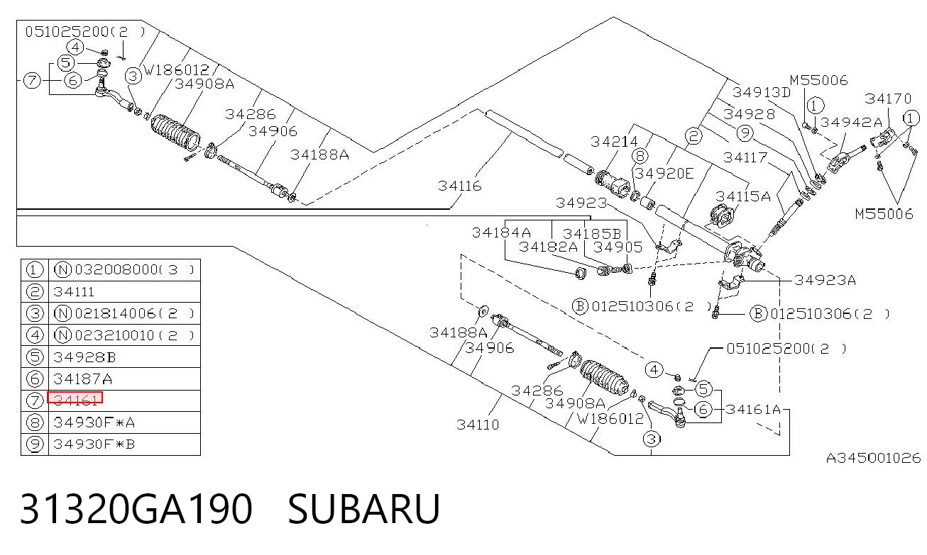 31320GA190 Subaru Rótula de dirección