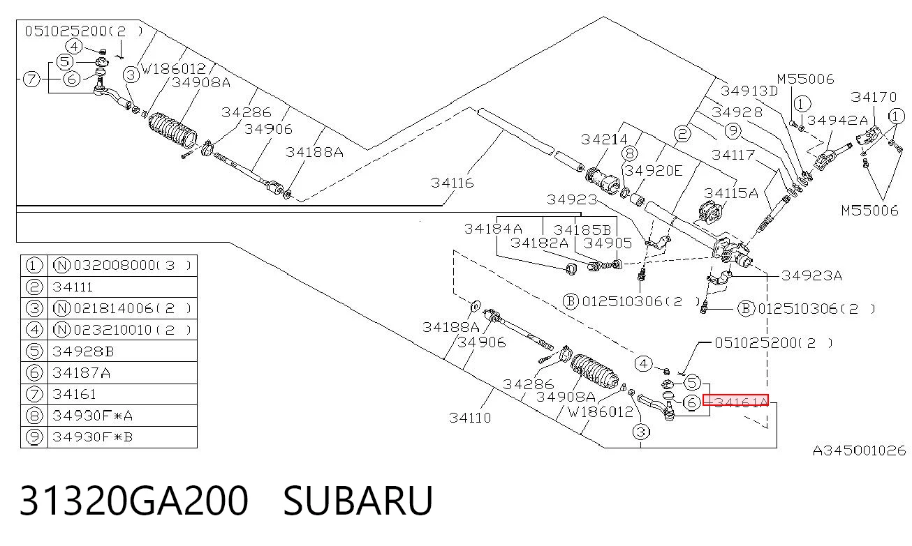 31320GA200 Subaru Rótula de dirección