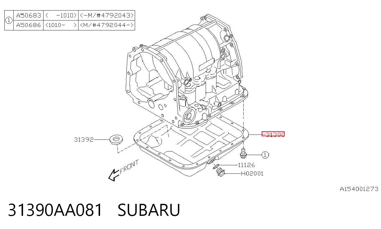 31390AA081 Subaru Carter caja de cambios automatica