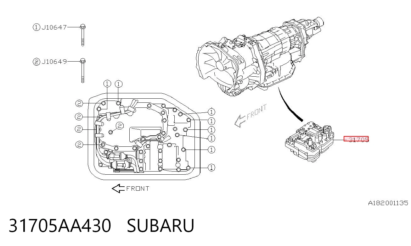 31705AA430 Subaru Cuerpo de válvulas de la transmisión automática