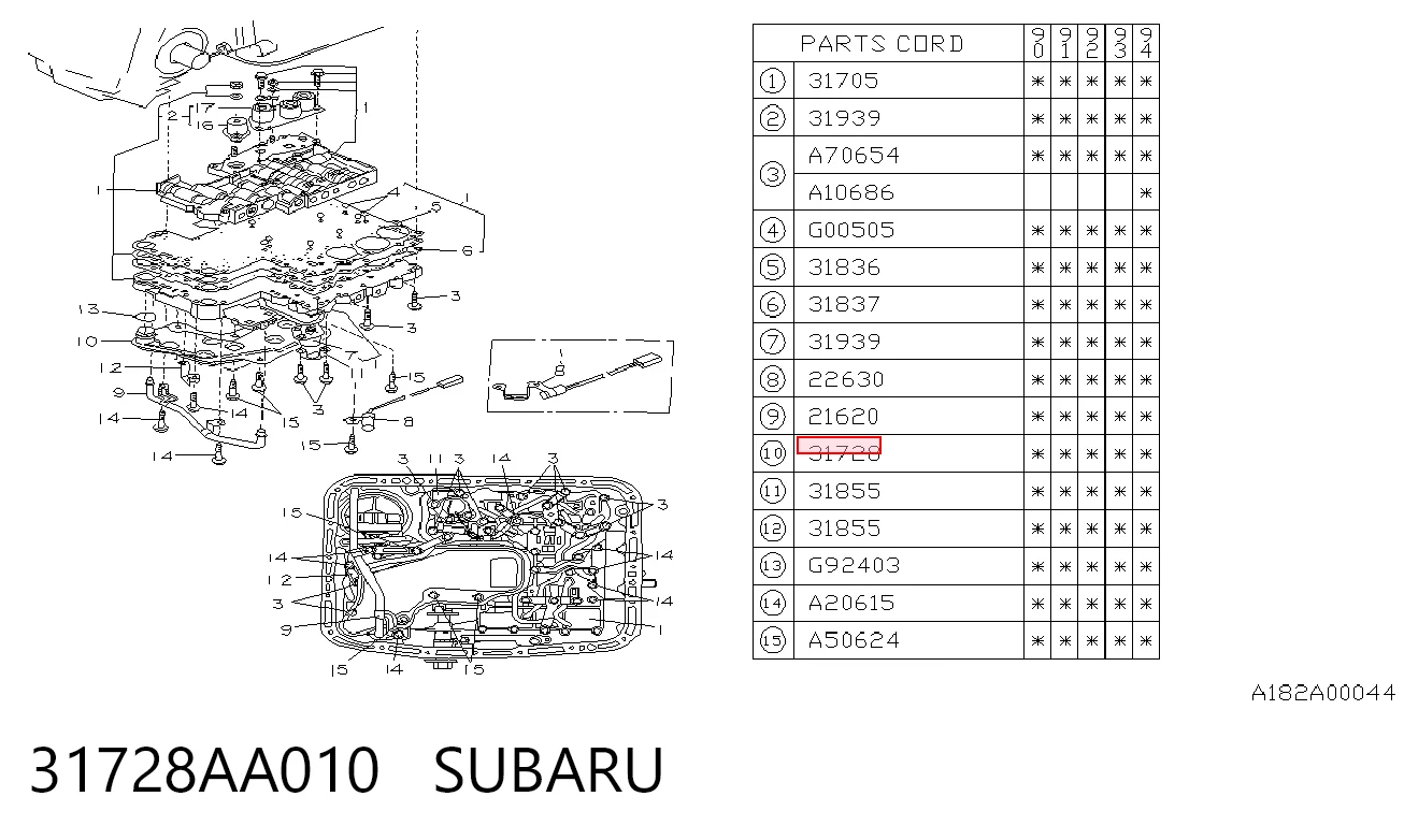 Filtro caja de cambios automática Subaru Legacy I (BC)