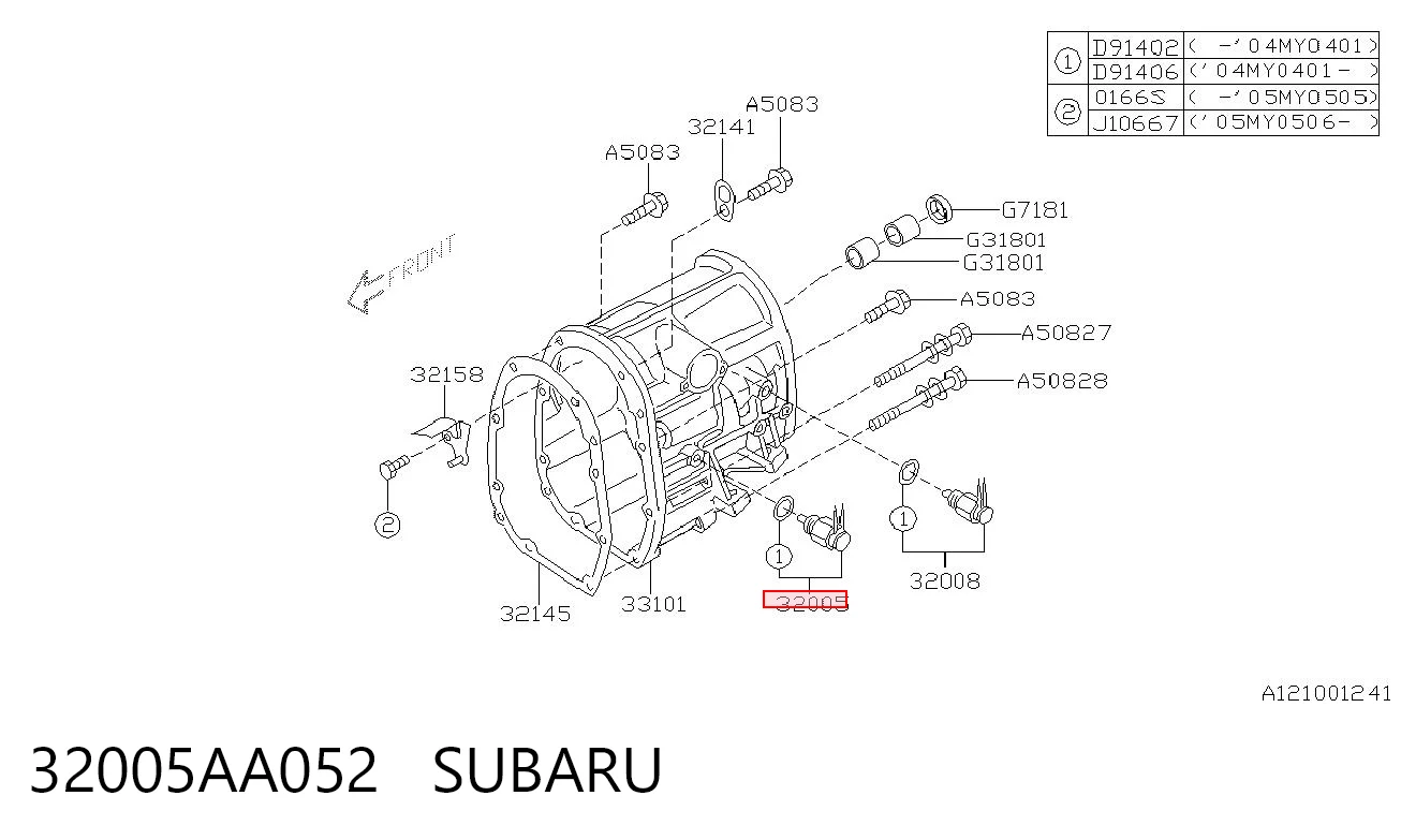 32005AA052 Subaru Interruptor de marcha atras
