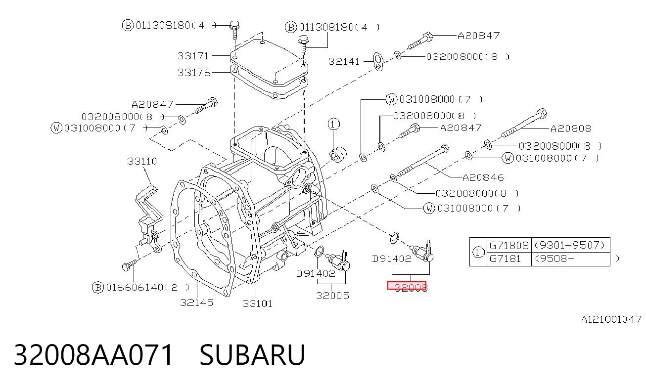 32008AA071 Subaru Interruptor de marcha atras